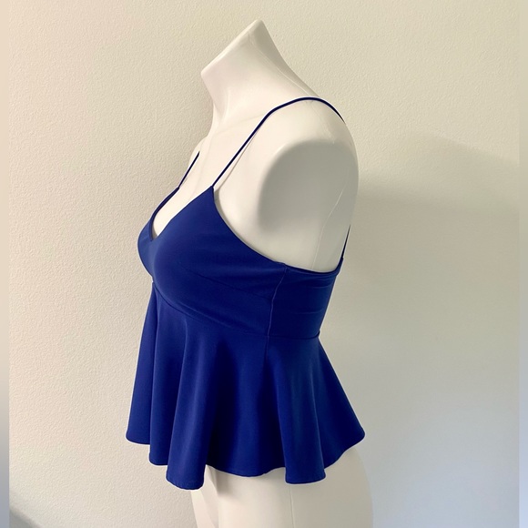 Leith Royal Blue Peplum Crop Tank - Picture 2 of 6